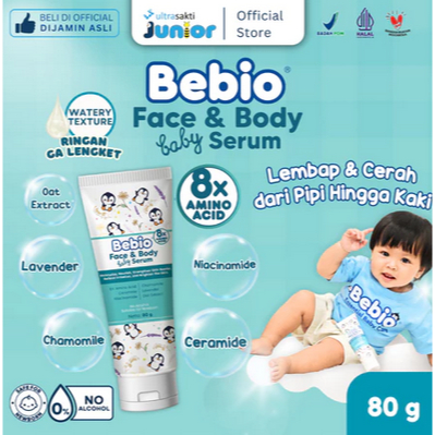 Bebio Face & Body Baby Serum 80g – Pelembab kulit Wajah dan badan Bayi & Anak dengan 8x Amino Acid- 