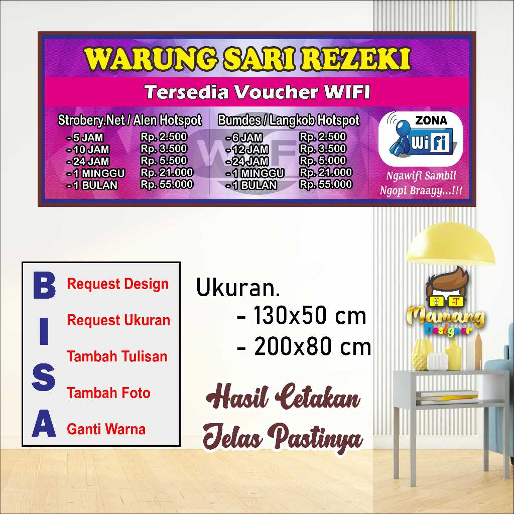CETAK SPANDUK BANNER VOUCHER WIFI HOTSPOT BAGUS