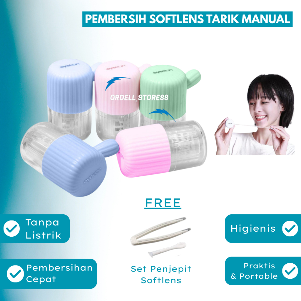 Eyekan Alat Pembersih Softlens tarik Manual Rotation Dua Arah Wadah Pencuci Softlens Portabel Travel