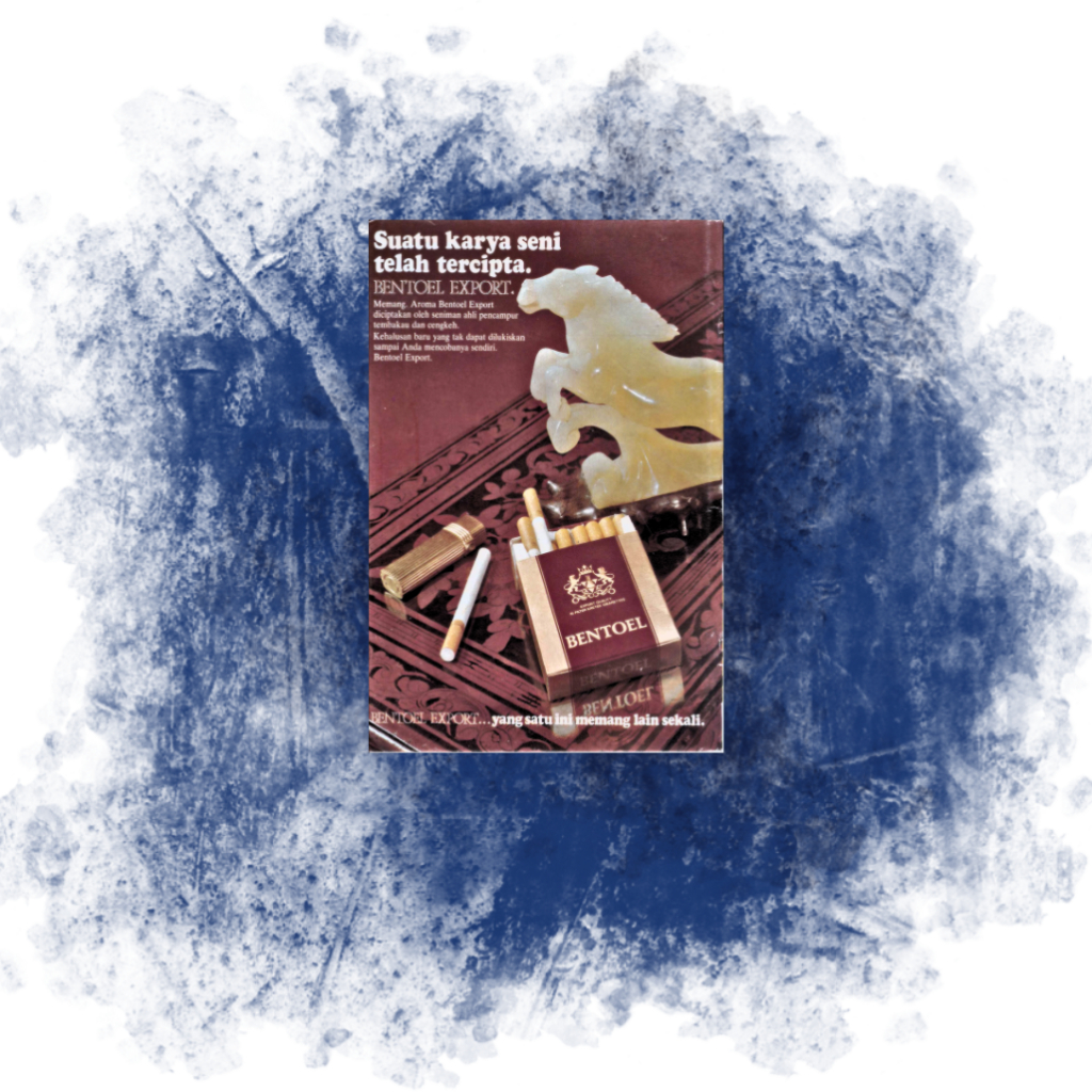 "Bentoel Export Vintage Ad – Poster Rokok Elegan Kemasan Cokelat Emas Era Lawas"
