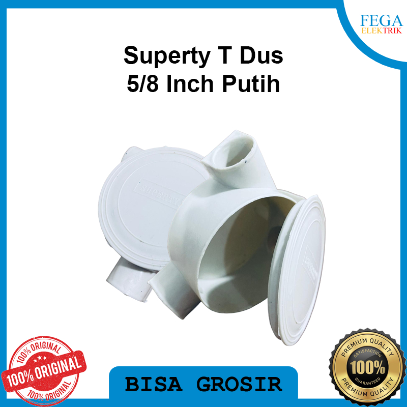 Superty T Dus 5/8 Inch Putih – Kotak Sambungan Pipa Listrik 3 Cabang