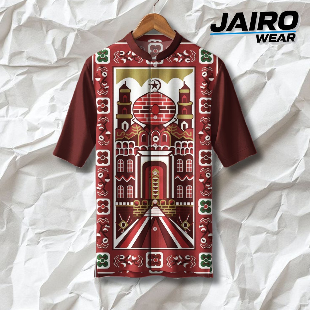JAIRO Kemaja Ramadan Fashion Beauty Motif Sajadah Fullprint Maroon | JR-KOKO9