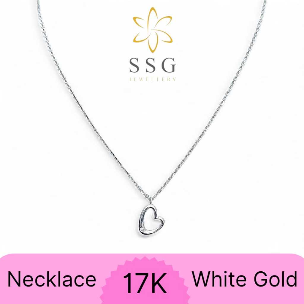 Kalung Rantai Liontin Hati White Gold / Emas Putih 17K - SSG JEWELLERY