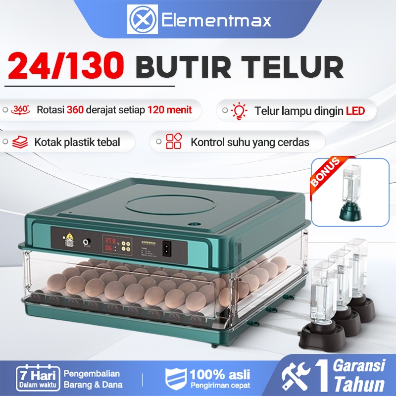 Elementmax 130 Buah Inkubator Otomatis Penuh Inkubator Ayam Cerdas 64 Buah Tempat Tidur Air Otomatis