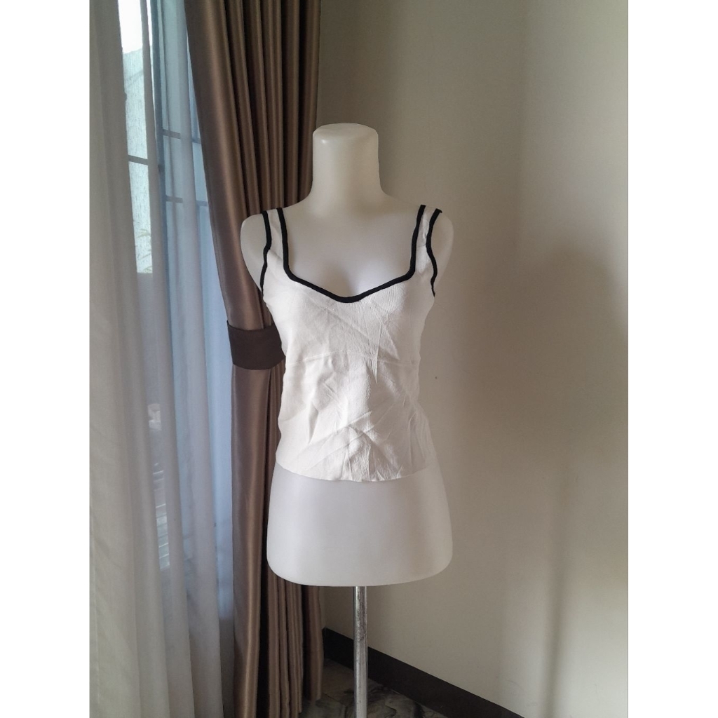 Tanktop Crop Knit Putih, Tanktop Knit Lucu, Tanktop Crop