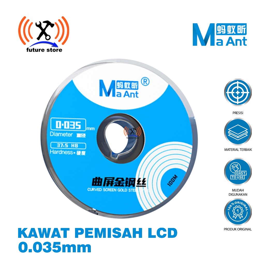 KAWAT LCD MA ANT 0.035MM GOLD SEPARATOR WIRE ORIGINAL - LCD CUTTING WIRE MA ANT 0.035MM GOLD ORIGINA