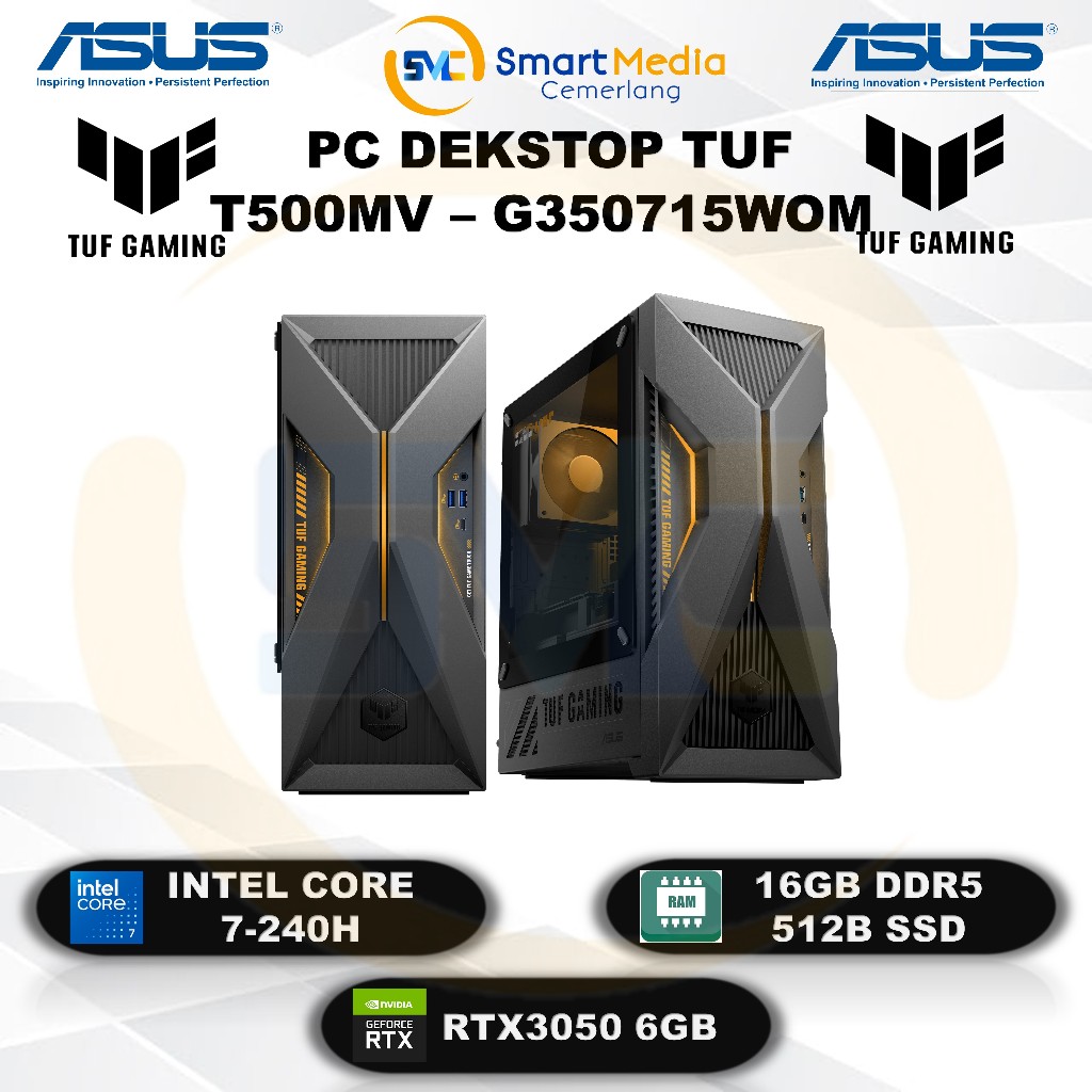 ASUS PC Dekstop TUF T500MV - Intel Core 7-240H - 16GB - 512GB - RTX3050 6GB - W11 - Office