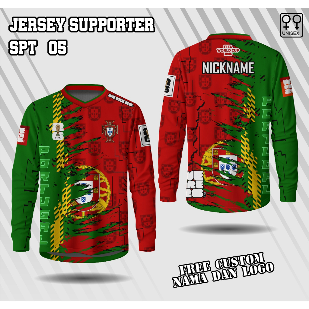 jersey fans piala dunia 2026 portugal lengan panjang baju suporter portugal piala dunia 2026 kaos bo