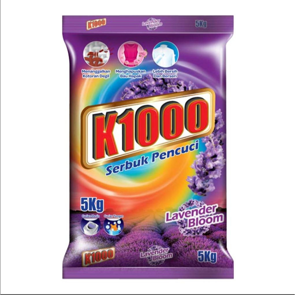 k1000 deterjen bubuk lavender bloom 5kg