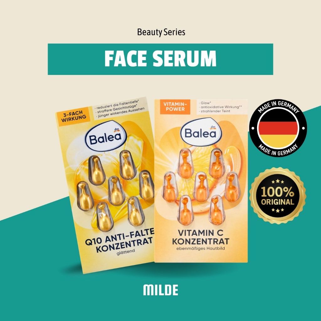 Face Serum Balea Face Care Series - Serum Wajah Kecantikan Q10 Anti-Aging & Vitamin C (Original Germ