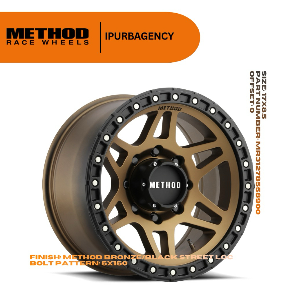 Method RaceWheels 312 (R17x8.5/PCD5x150/ET0) Method Bronze/Black Street Loc MR31278558900