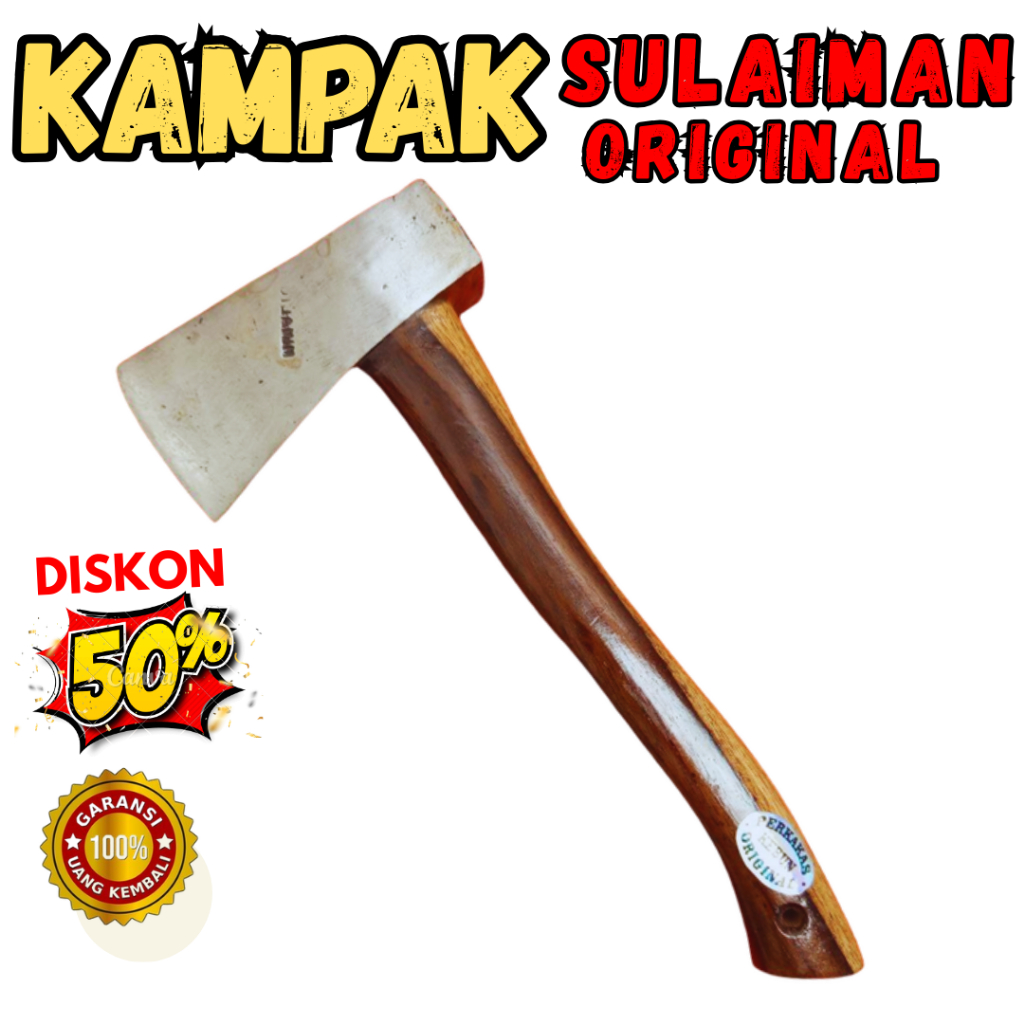 Kampak Sulaiman Baja Asli Peralatan kebun Potong Kayu Belah Bambu > Kapak Sulaiman Baja Asli Origina