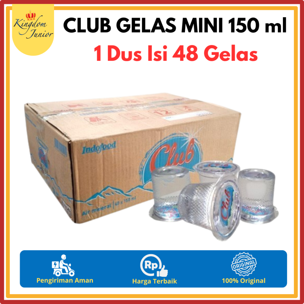 Club Gelas Mini Air Mineral 150 ml 1 Dus Isi 48 Gelas