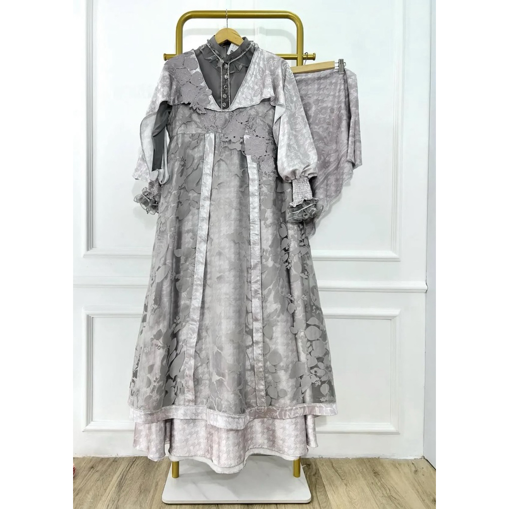 Gamis Motif Hawa MH syari set sracf
