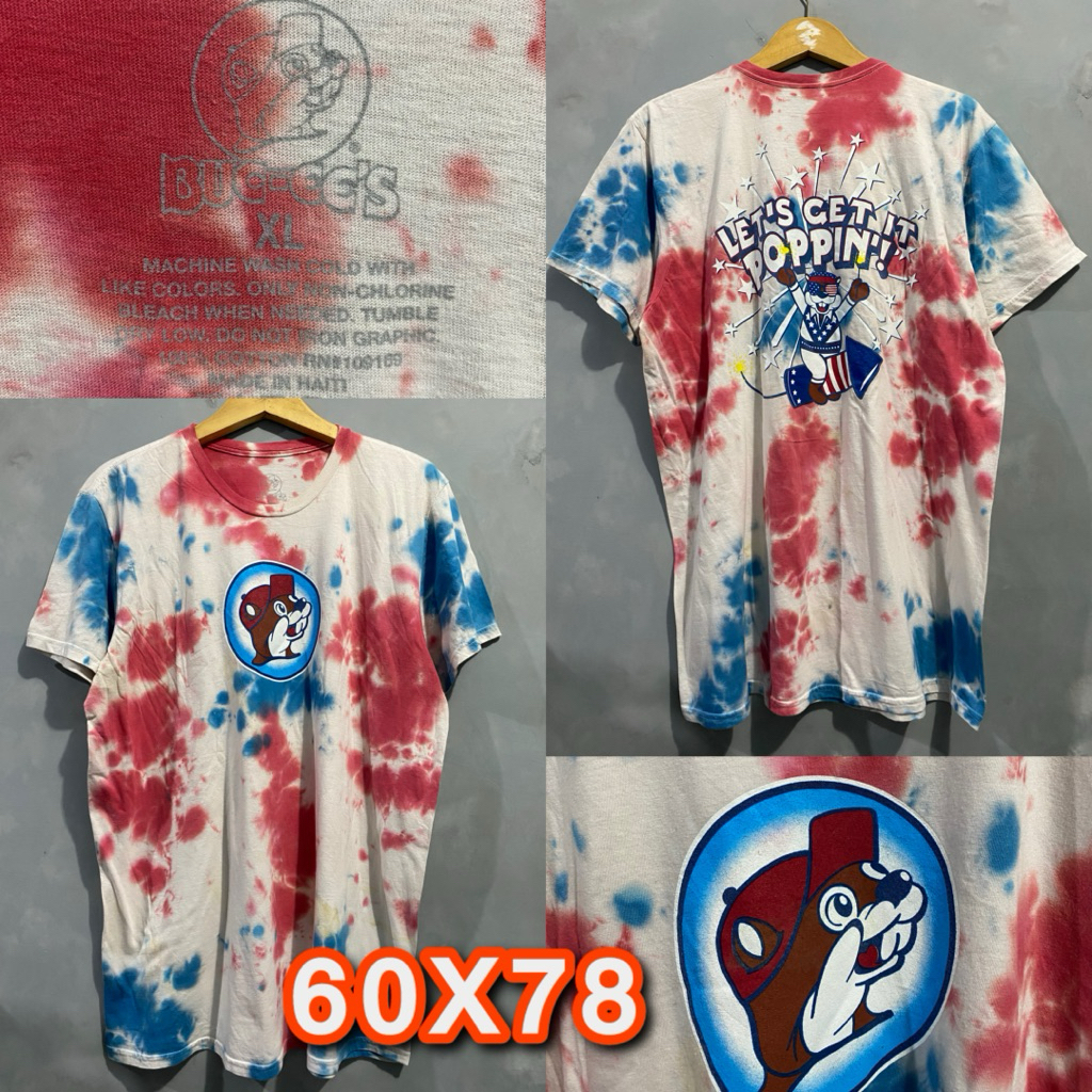 Kaos Buc-ee's Tie Dye Red White Blue Vintage Style - Size XL Second