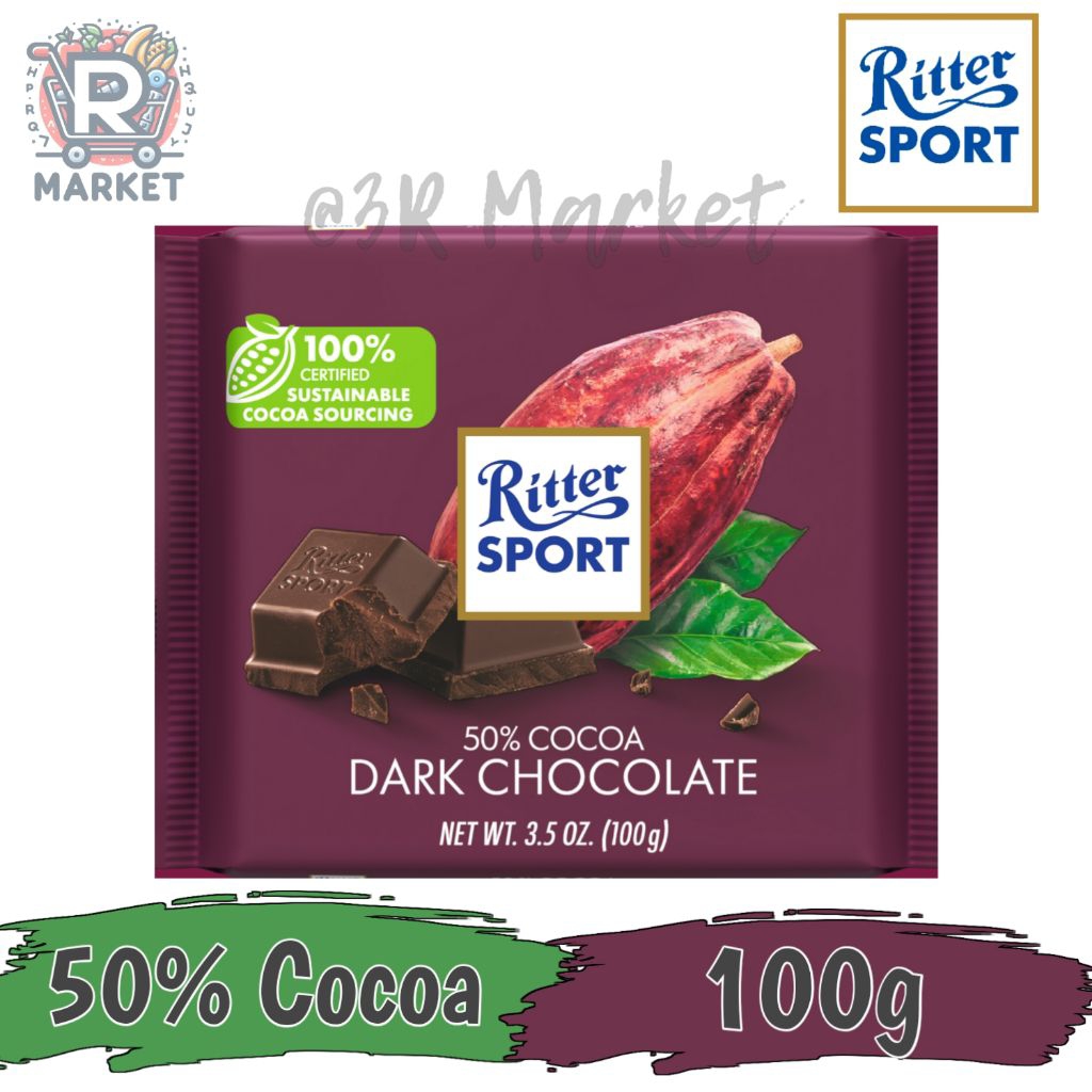 Ritter Sport Dark Chocolate 50% Cocoa Chocolate Bar