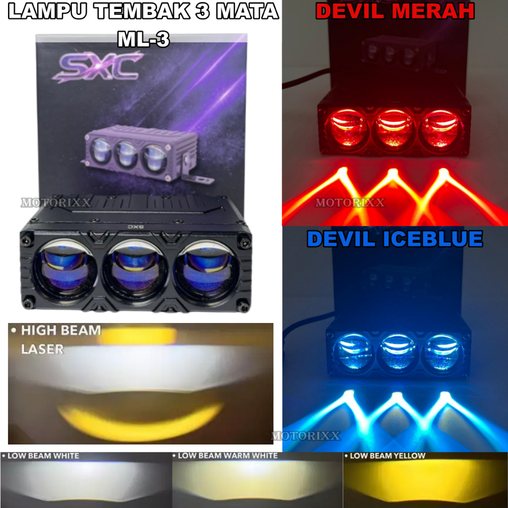 ML3 LASER LAMPU TEMBAK BILED 3 MATA LASER 3 WARNA BLUELENS MINI LASER 3 MATA CAHAYA MODEL BILED ASLI