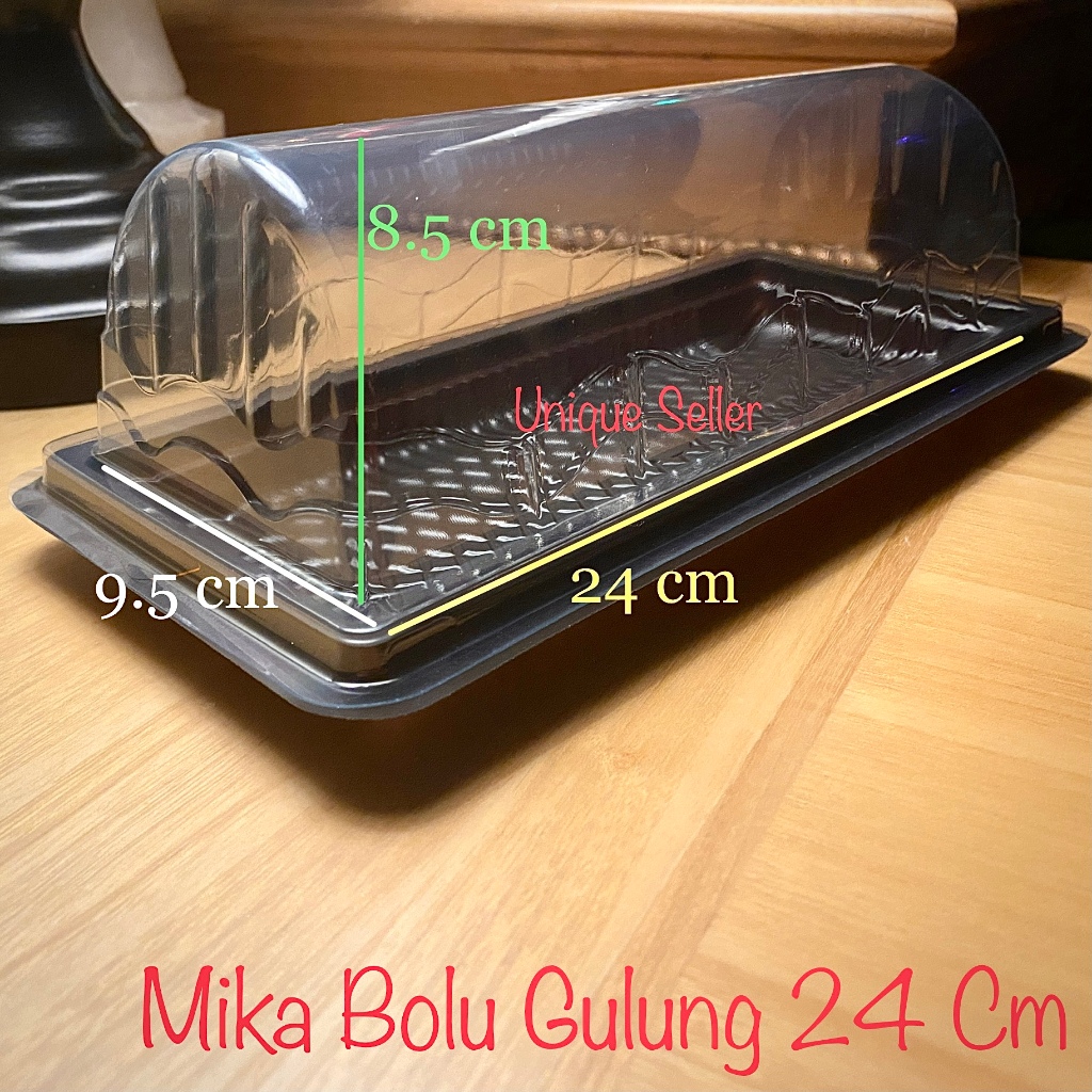 Mika Bolu Gulung Roll Tart Cake 24x9.5x8.5 cm isi 10 pcs Tebal Bening Mika BGT 24 BG 24 Rollcake Rol