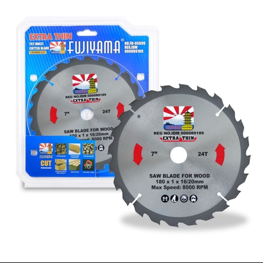 ORIGINAL FUJIYAMA TCT SAW BLADE 7"X24T / EXTRA TIN TCT MULTI CUTTER BLADE 7 INCH MATA GERGAJI SIRKEL