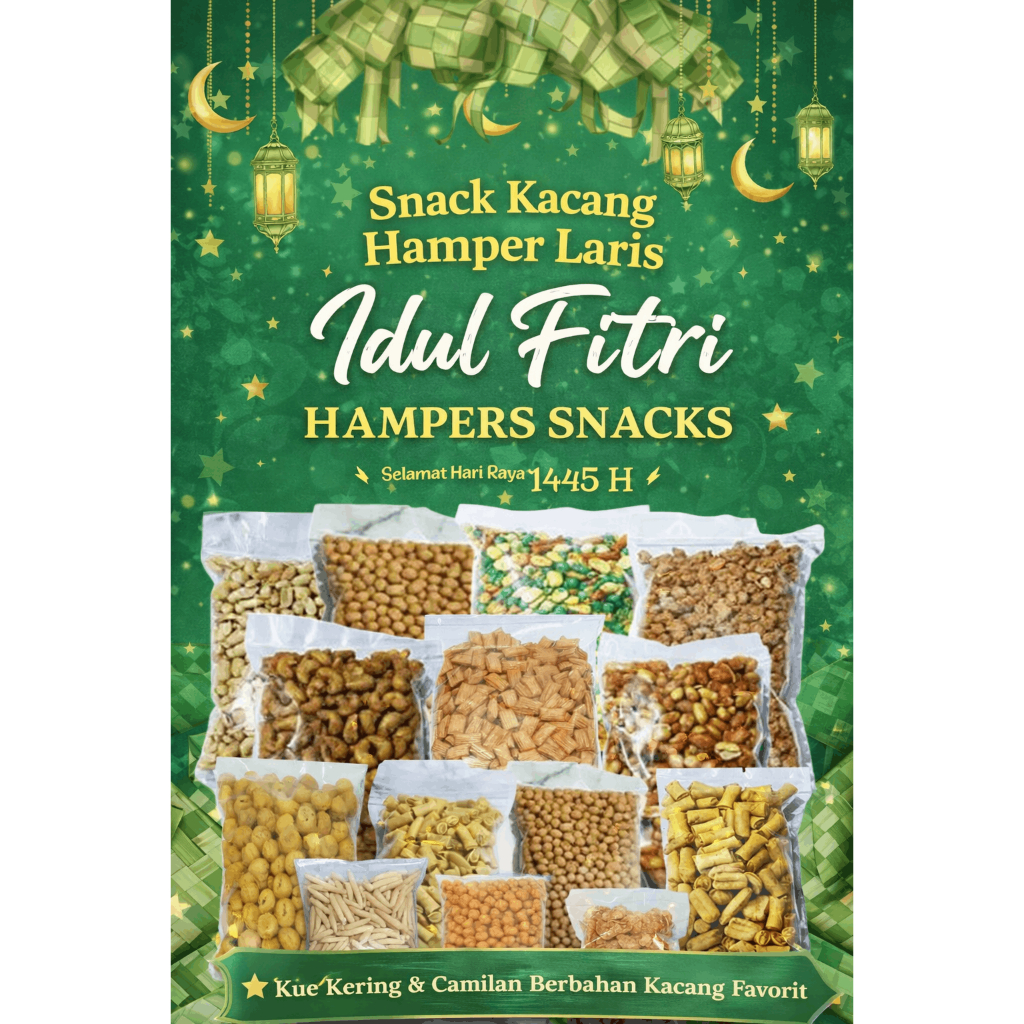 Aneka Kacang & Kue Kering Lebaran Kacang Mede Tepung Telur Atom Bali Bawang Jaipong Thailand Emping 