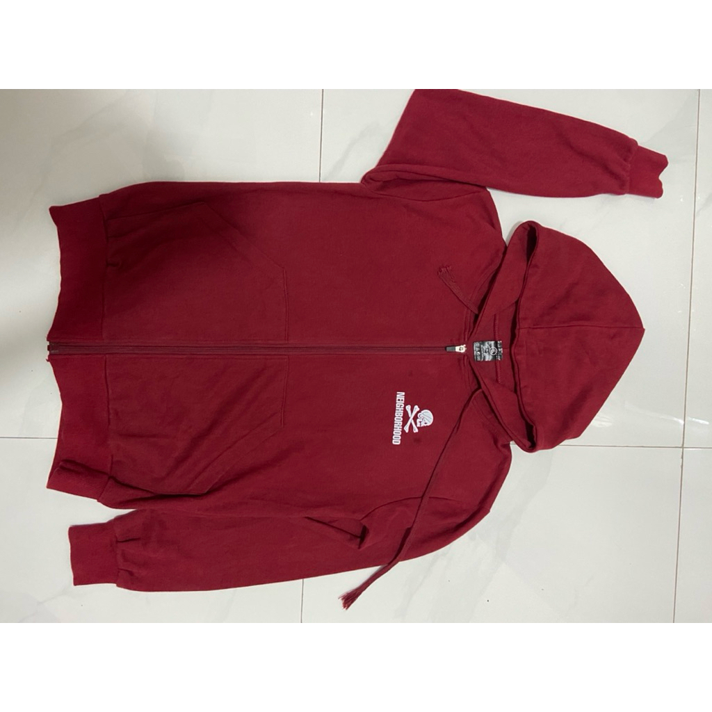 NEIGHBORHOOD HOODIE FASION PRIA WARNA MAROON MASI BAGUS