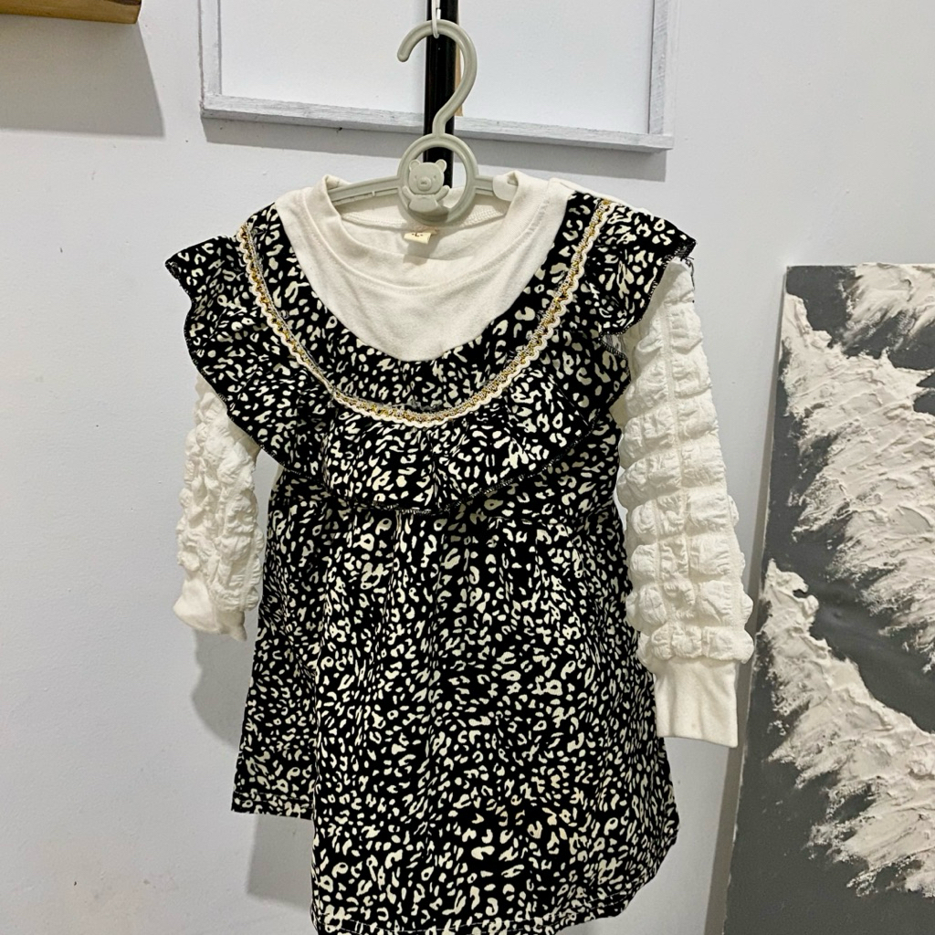 prelove anak baju dress gaun anak 2-3 tahun hitam black putih cute