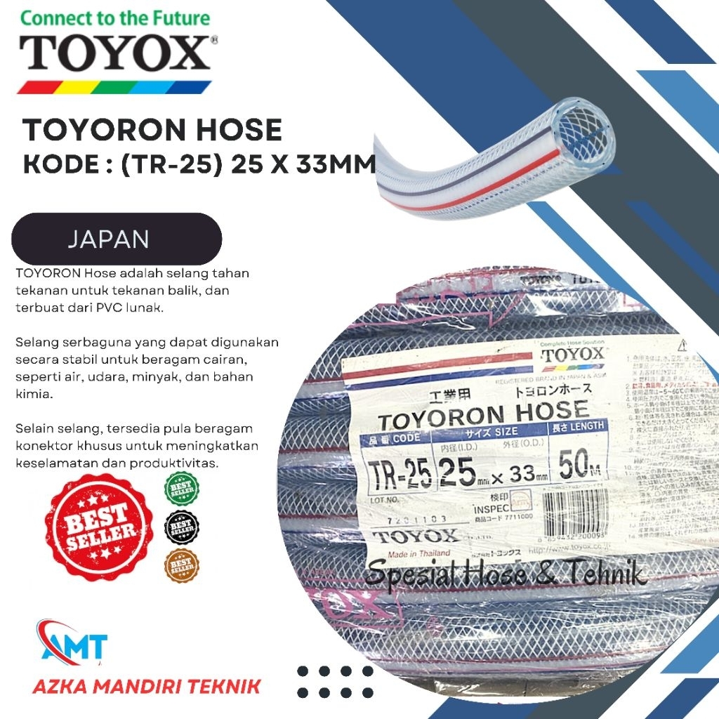 TOYOX TOYORON HOSE TR-25 (1") 1 ROLL 50 METER, SELANG BENANG TOYOX 25 X 33MM