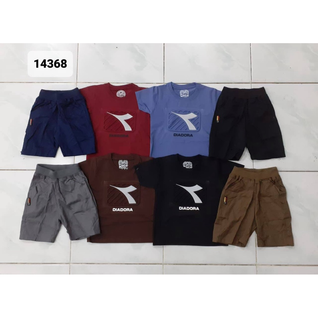 setelan anak laki laki baju kaos premium celana katun gugo