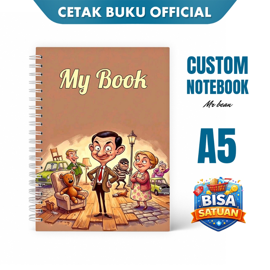 Notebook Custom A5 Nama Tulisan Catatan - Mr bean