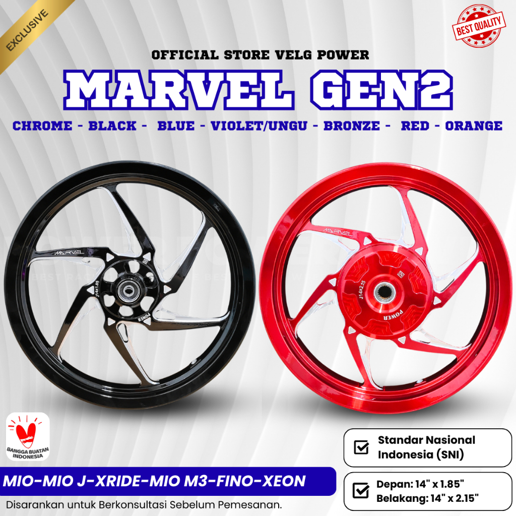 VELG MARVEL GEN 2 RING 14 | VELG MOTOR VARIO SCOOPY MIO YAMAHA GEAR XRIDE FINO | VELG RACING MERK PO