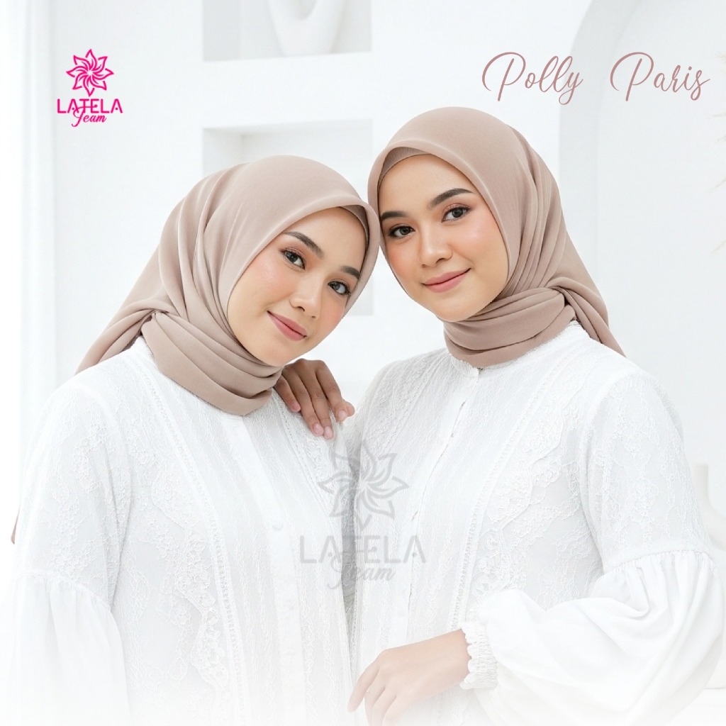 Latela - Hijab Polly Paris Square Premium Hijab Segiempat Bahan Voal Premium Kerudung Plain Paris Hi