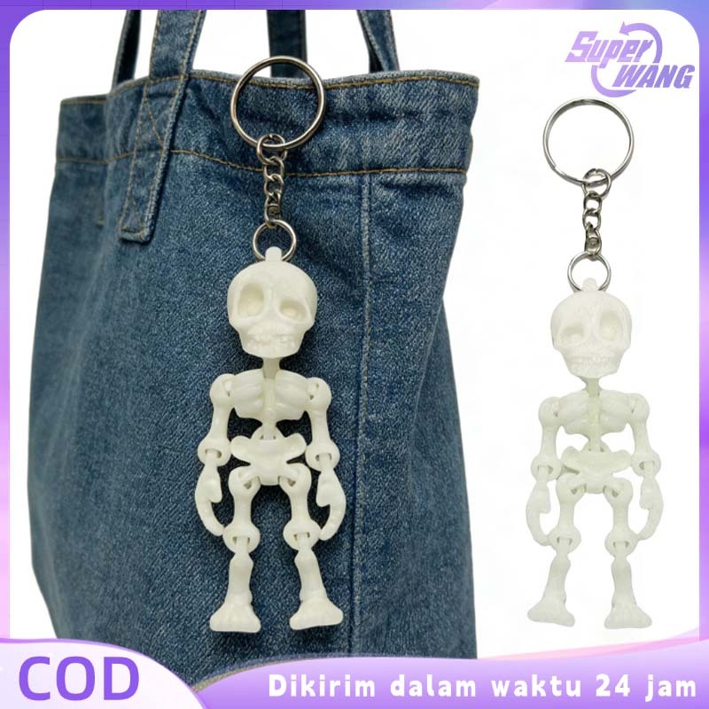 Gantungan Kunci Tengkorak 3D Gantungan Kunci Skull Articulated Skeleton Keychain Mainan Fidget Toy T