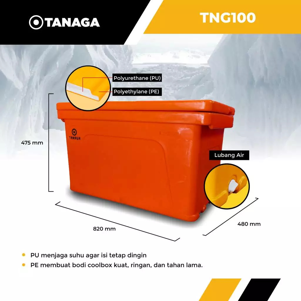 TANAGA Cool Box 100 liter Cooler Box Kotak Es Ikan Pendingin Tahan Lama