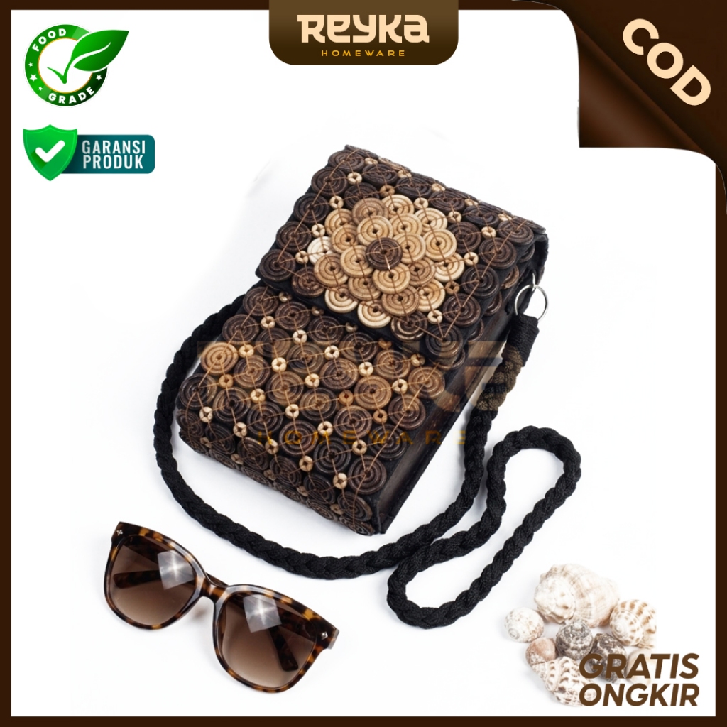 Tas Batok Kelapa Mini Selempang Wanita / Sling Bag Batok Kelapa untuk HP & Dompet