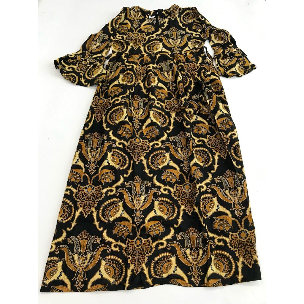 Batik Gamis Jumbo Hitam - Kuning