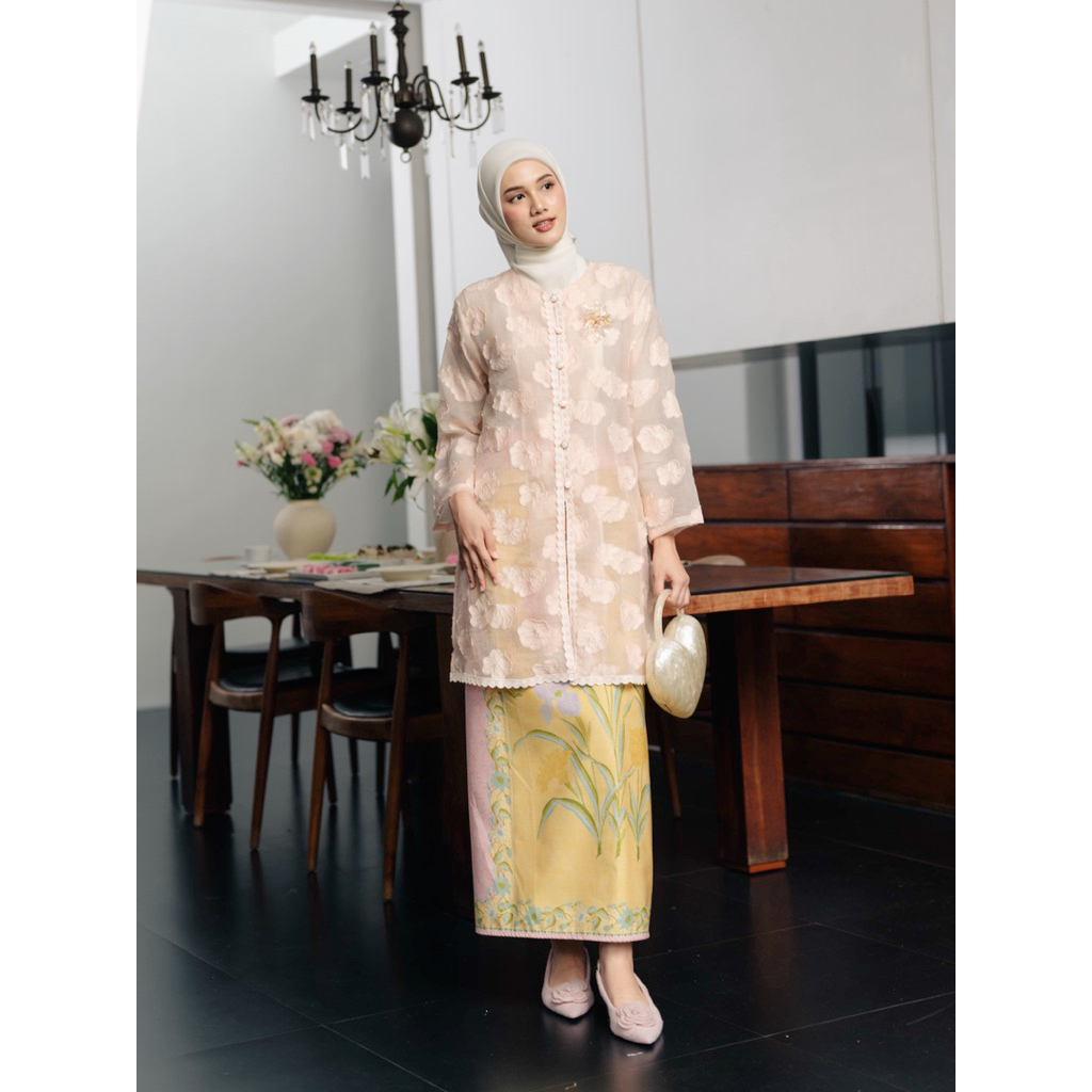 Haidee & Orlin - Rayana Tunic Peach Flowers | Tunik Raya Lebaran