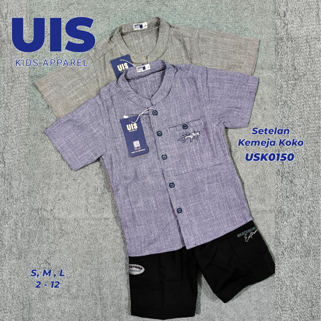 UIS kids - Setelan Kemeja Koko Anak Laki-Laki Bahan Premium // Setelan lengan pendek anak laki-laki 