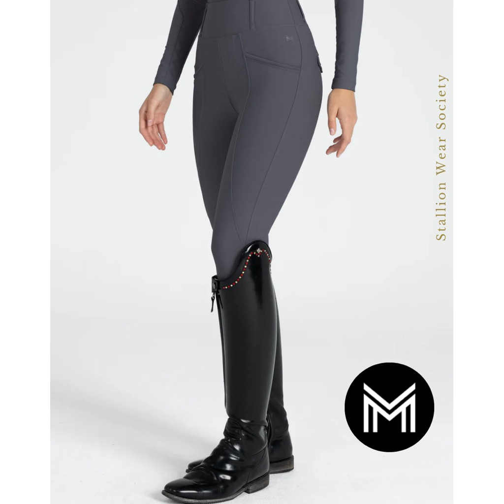MAXIMILIAN PRO RIDING LEGGINGS GRAPHITE CELANA BERKUDA WANITA EQUESTRIAN