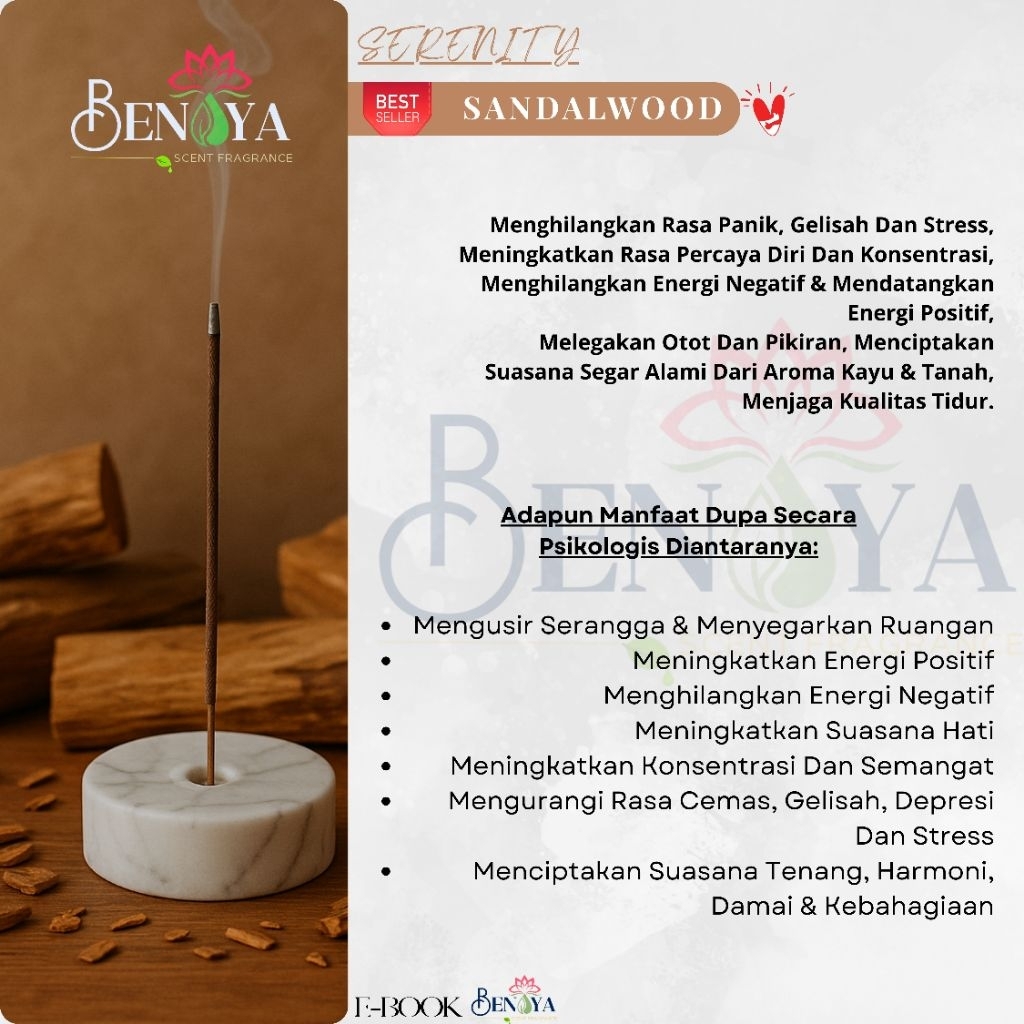BENAYA Incense Stick SANDALWOOD AROMATERAPI BAKAR DUPA HIO WANGI PREMIUM