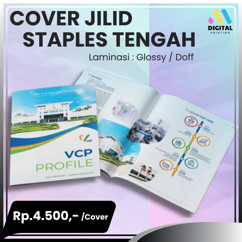 Cover Booklet Art Carton 210/260gsm Staples Tengah + Laminasi Glossy/doff