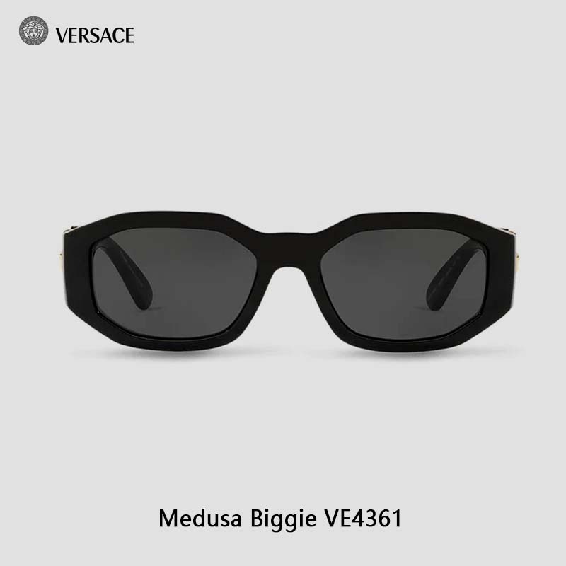 Original 100% Kacamata Hitam VERSACE Medusa Biggie Sunglasses Black Grey Wanita Pria VE4361