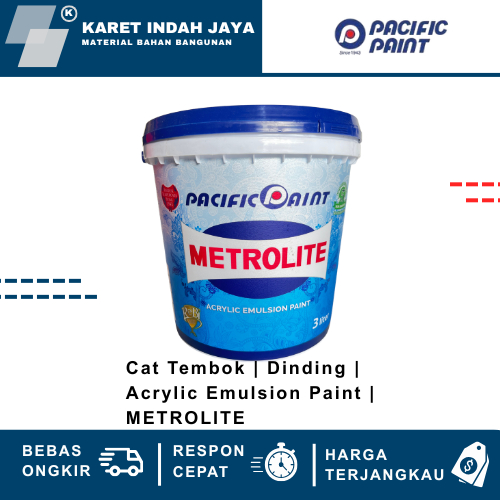 Cat Tembok | Cat Dinding | Acrylic Emulsion Paint Metrolite Putih Kebiruan 5 Liter