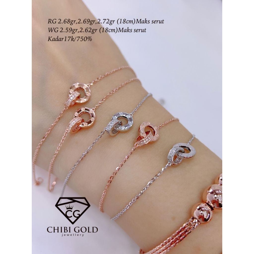 Gelang ring serut emas 750 kadar 17K - chibigold