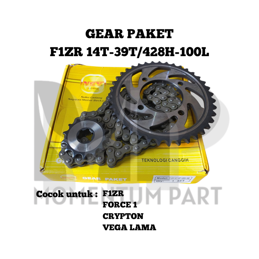 GEAR PAKET / GIGI TARIK KOMPLIT / GEAR SET SEPUHAN F1ZR / F1 / FORCE 1 / CRYPTON / VEGA OLD 14T-39T 