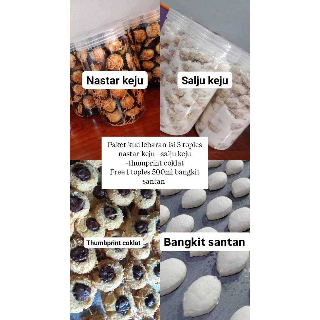 kue paket lebaran nastar keju salju keju thumbprint coklat bangkit santan