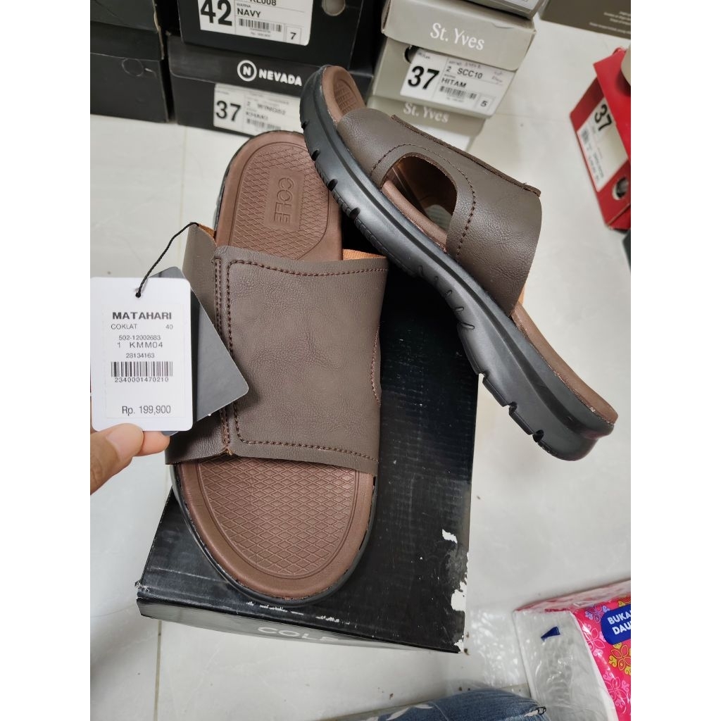 Sandal Pria Branded Original Cole Matahari Coklat Selop