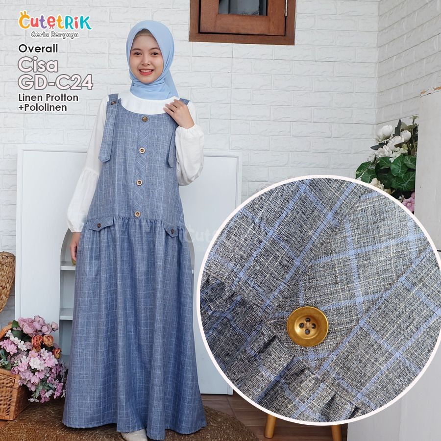 Jumpsuit Anak Perempuan Set Tunik Overall Remaja  Gamis Overall Cutetrik Terbaru Model Korean Style