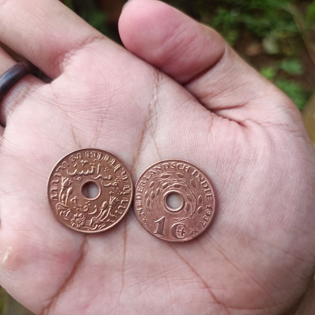 Koin Kuno 1 Cent 1937 Hindia Belanda Bolong – Koleksi Langka