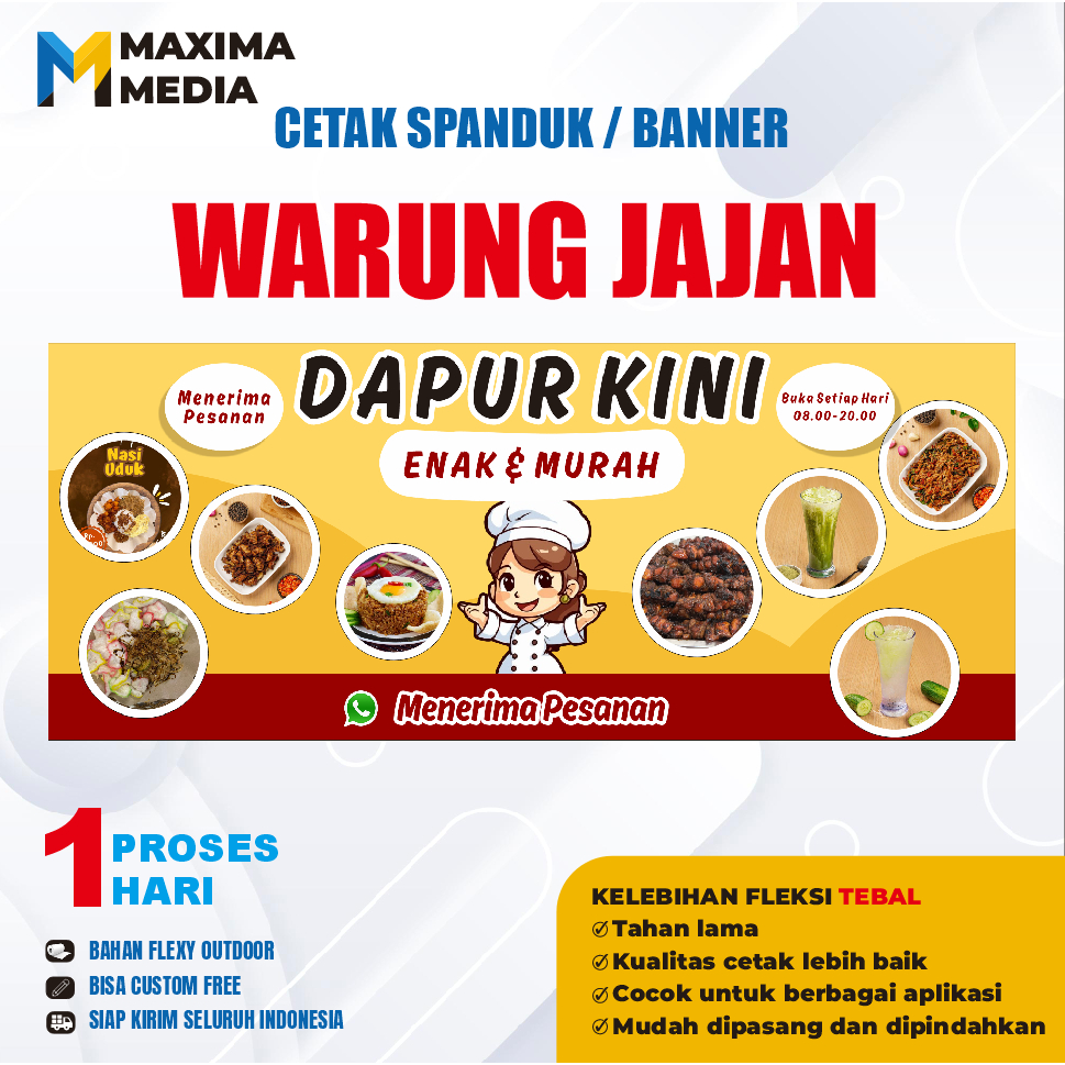SPANDUK KEDAI - SPANDUK ANEKA JAJANAN - SPANDUK ANEKA GORANG GORENG FROZEN - FREE DESAIN - BISA COD!