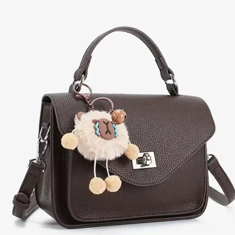 Tas Wanita Yichen Fashion Elegant Brown Sling Bag & Handbag – Free Gantungan Boneka Lucu